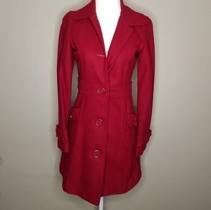 Tulle Red Wool Button Jacket xs extra small